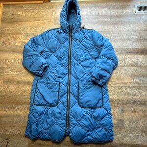 Lands' End Puffer Jacket Sz 1X FeatherFree Primaloft Quilted Maxi Hooded Women's